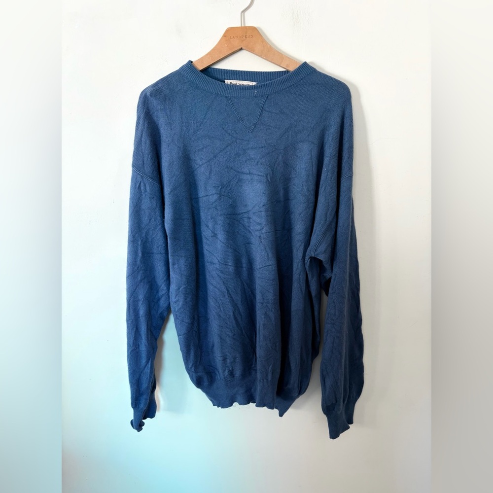 Paul Stuart Sweater Mens L Blue Crewneck Silk Cashmere